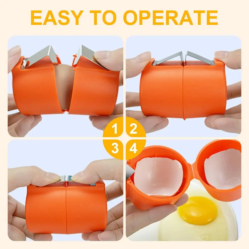 1/2Pcs Multifunctional Egg Shell Opener Handheld Egg Cracker Separator Tool Eggshell Cutter Easy Open Kitchen Gadget for Raw Egg